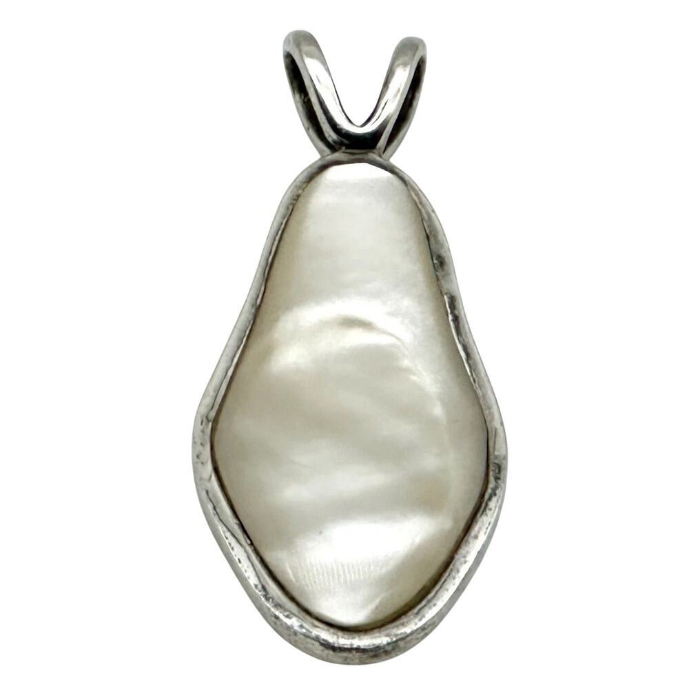 Vintage Barse Sterling Silver Mother Of Pearl Earring Cuff And Pendant Set - Picture 5 of 7